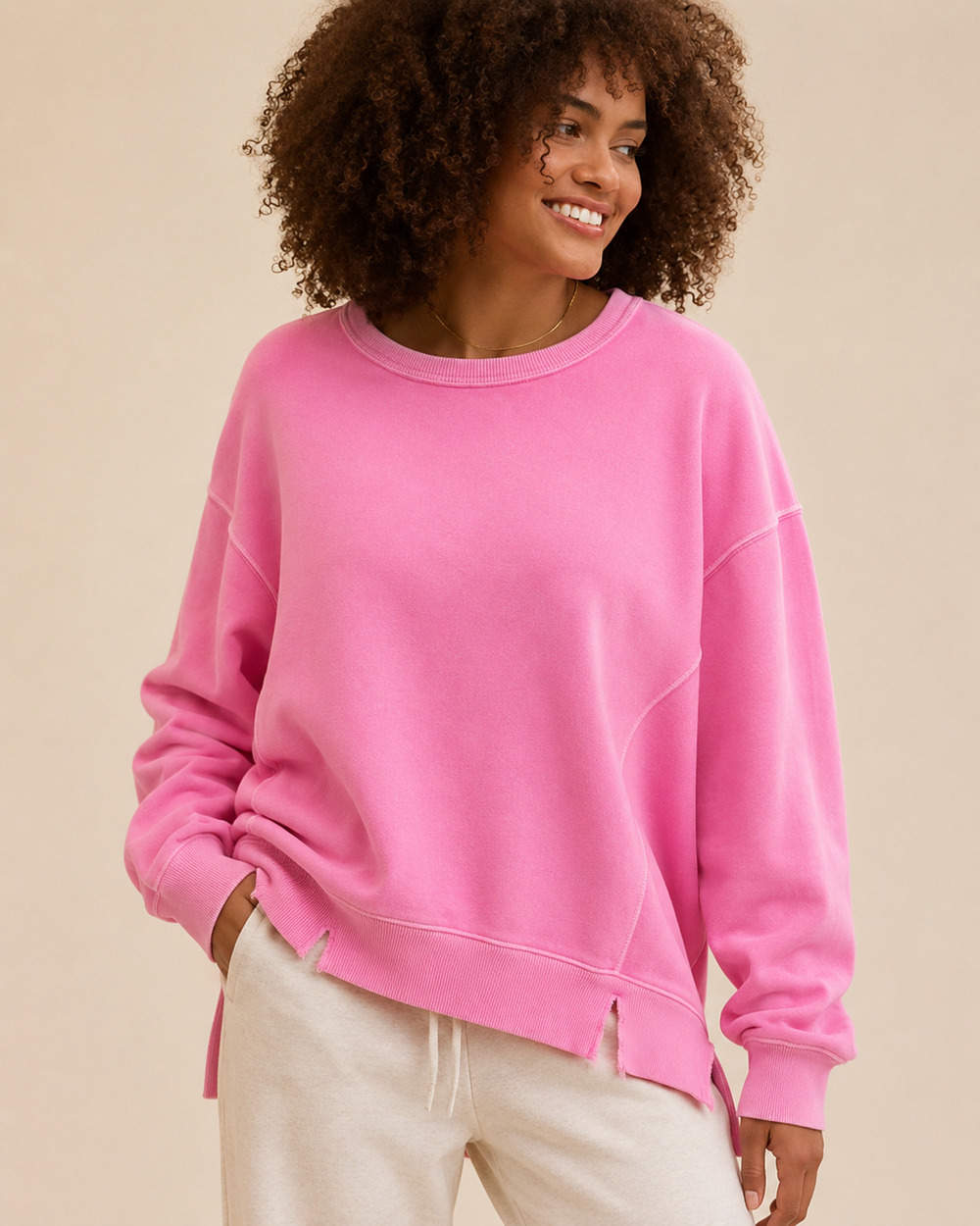 Aerie Love This Moment Barbie Pink Oversized Sweatshirt XS French Terry